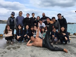 group photo at the beach